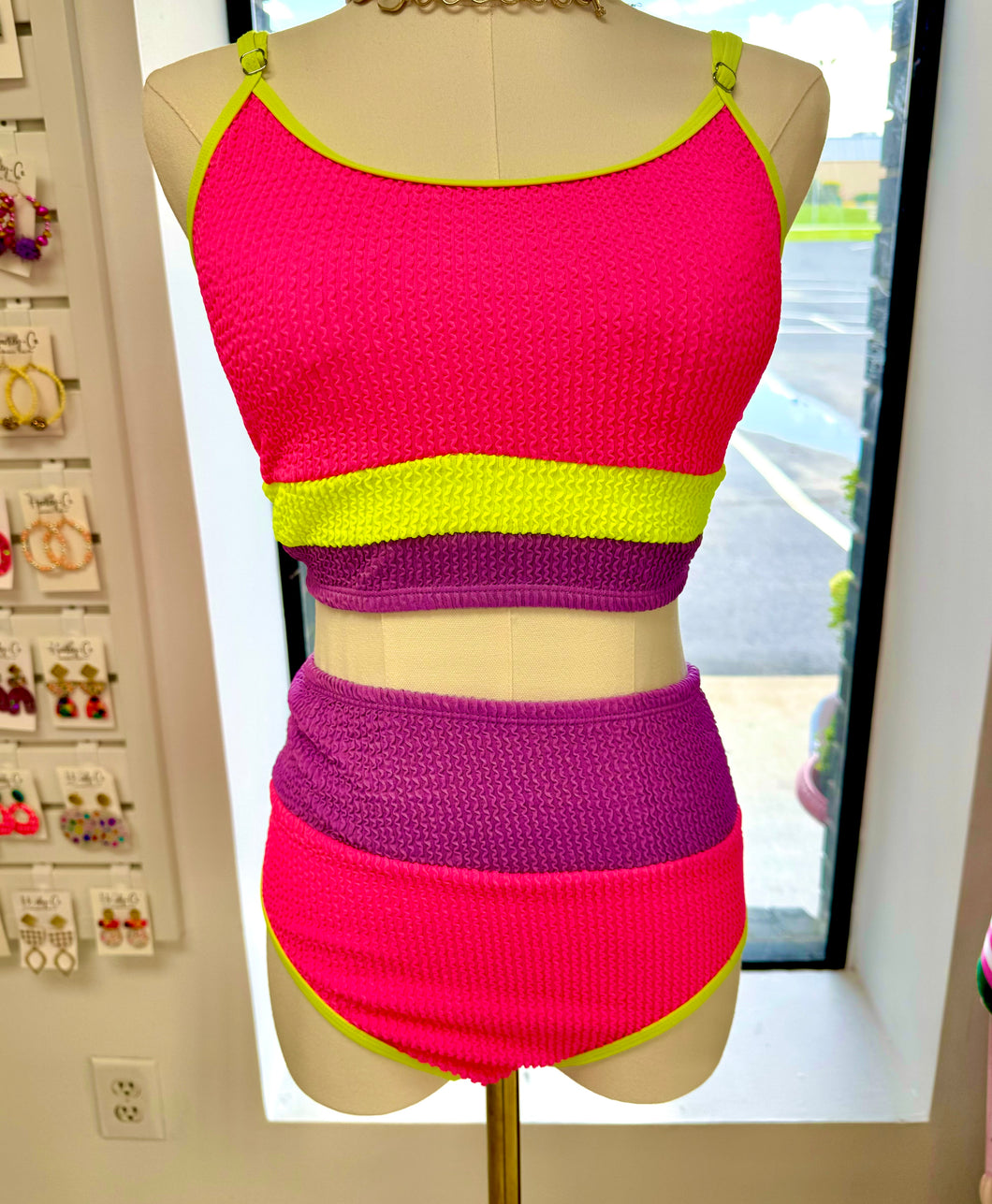 Neon colorblock bikini