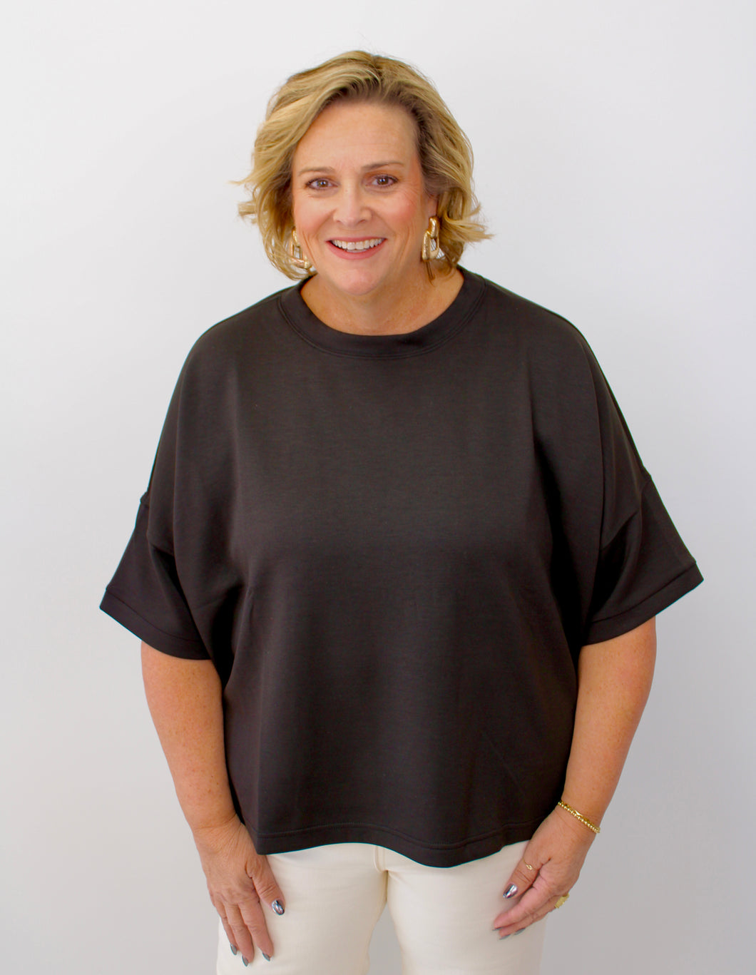 Black oversized scuba top