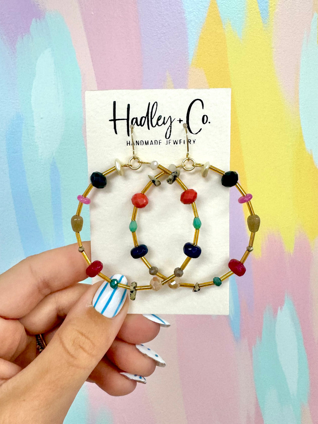 Colorful gold beaded Hadley + co earrings
