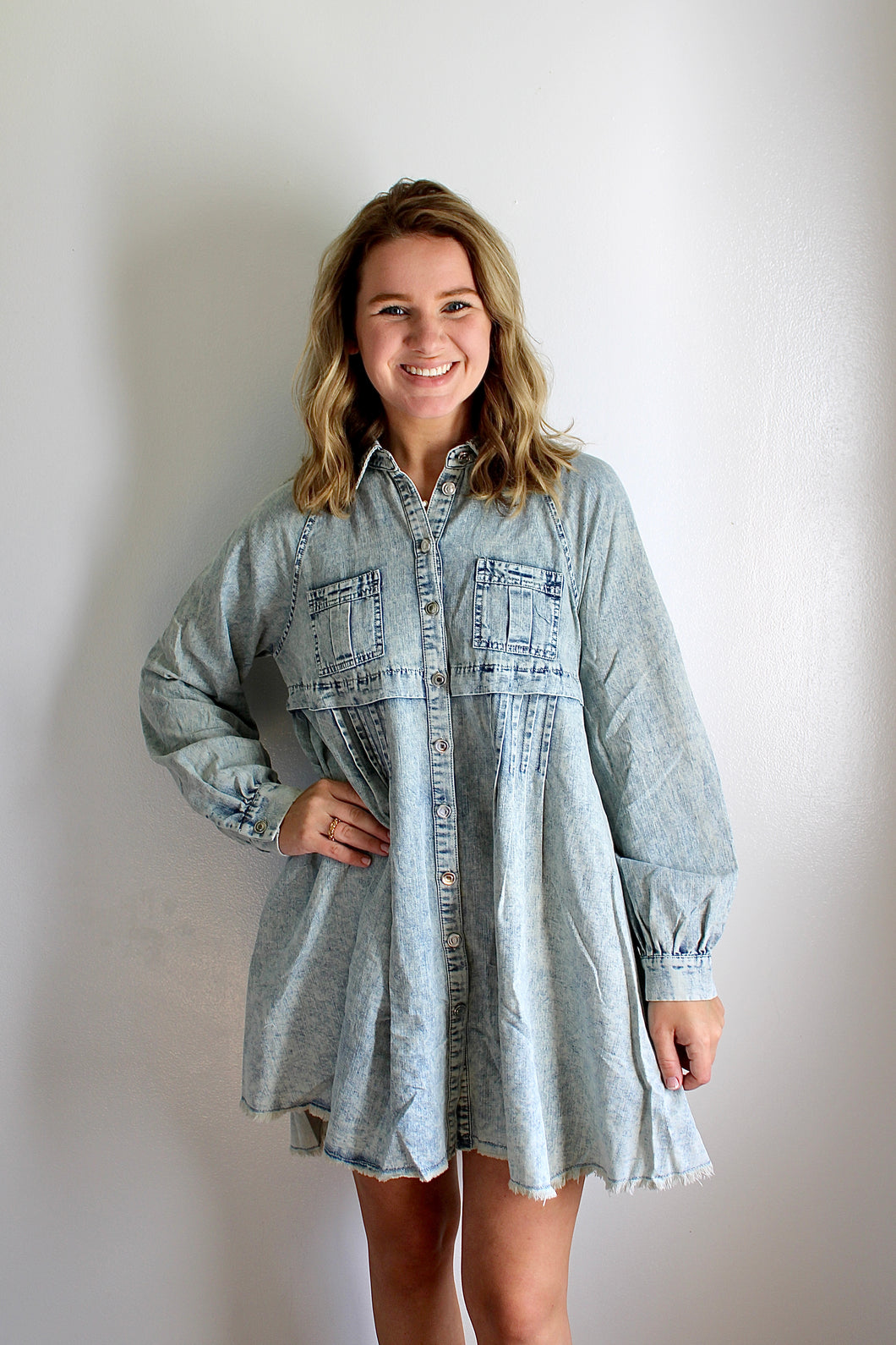 Light wash denim dress