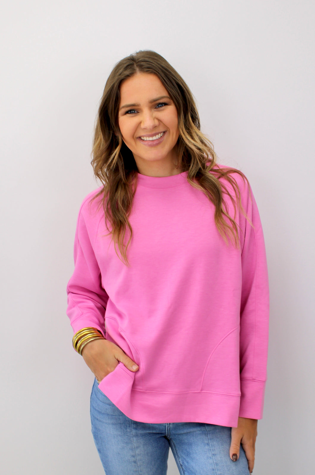Candy pink scuba pullover