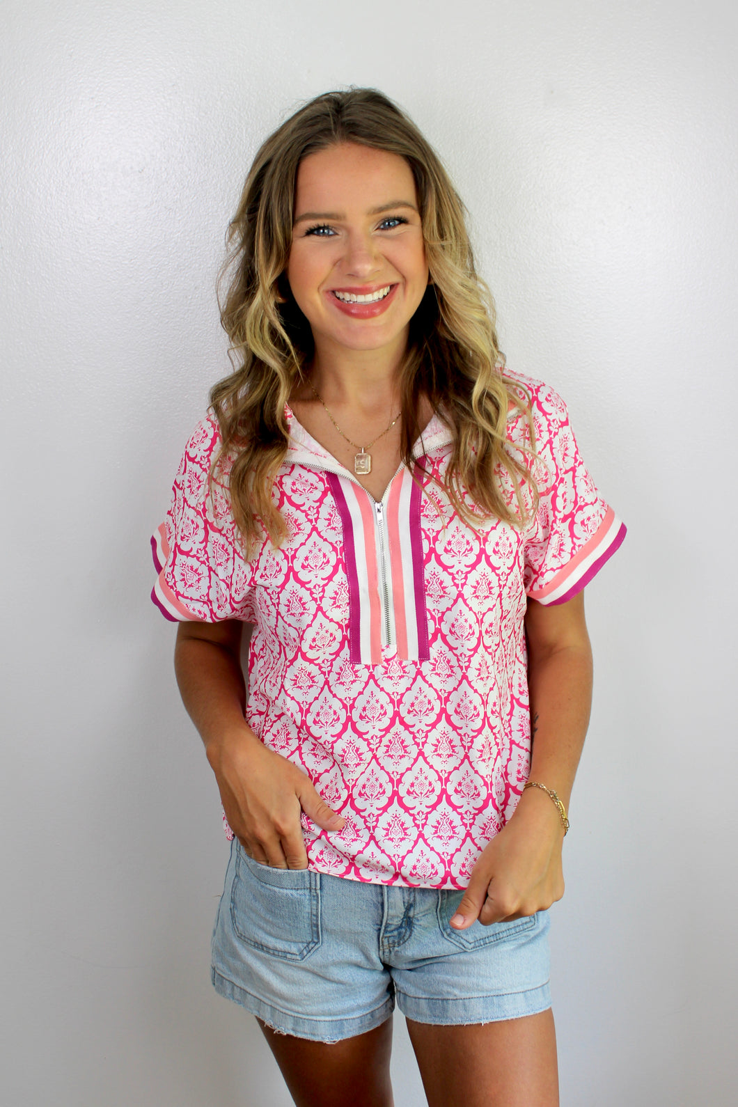 Pink zip top