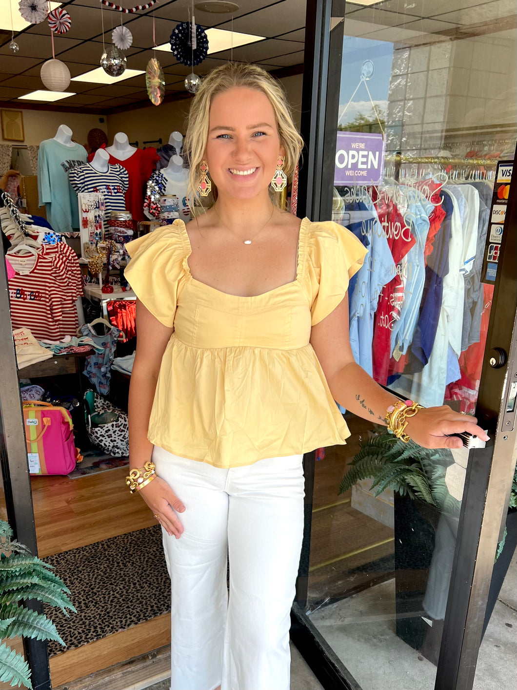 Yellow baby doll top