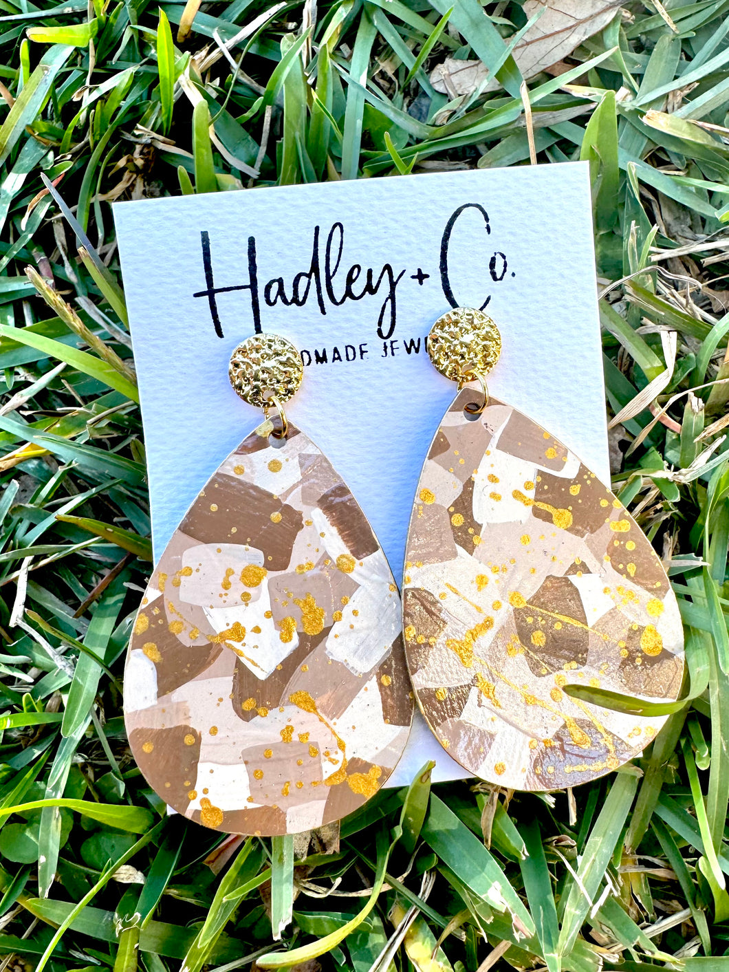 Brown gold tear drop Hadley + co earrings