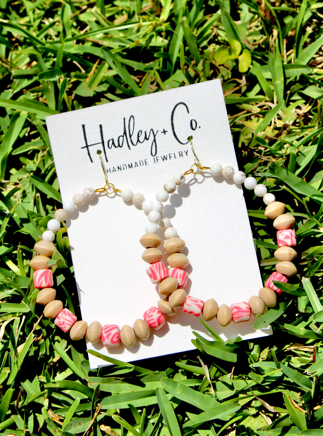 White wooden coral Hadley + co earrings