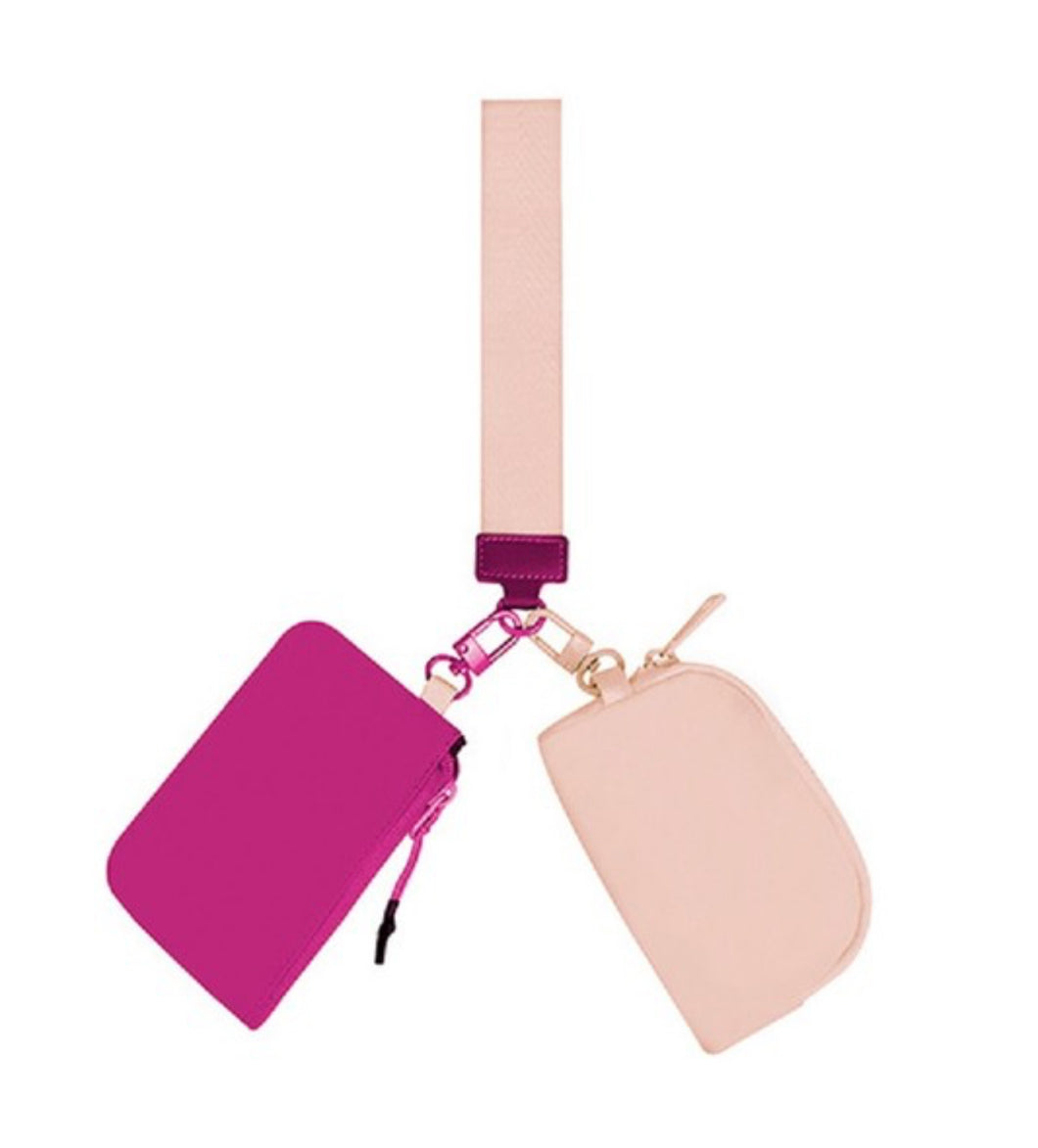 Magenta pink keychain wallet