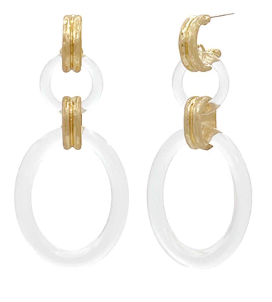 Clear gold dangle earrings