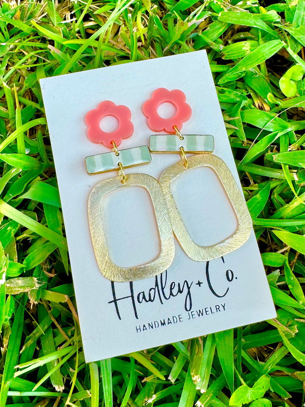 Coral mint gold Hadley + co earrings