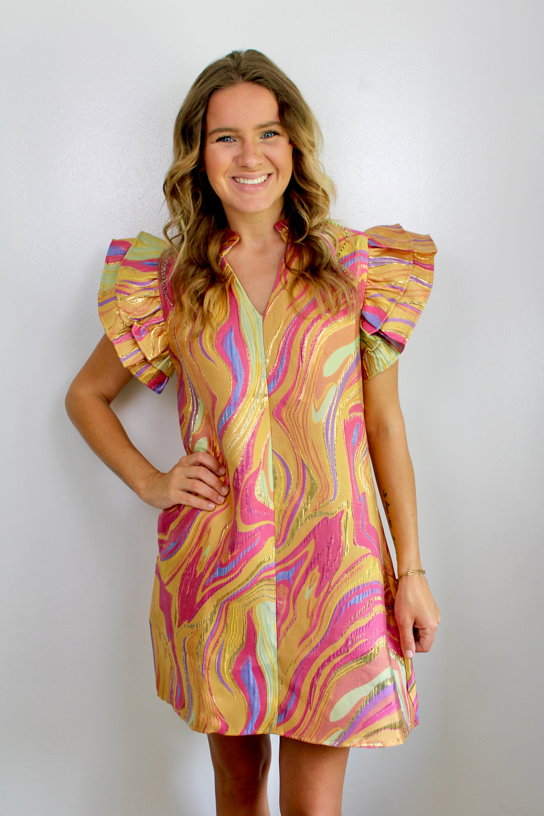 Multi wavy textured dress