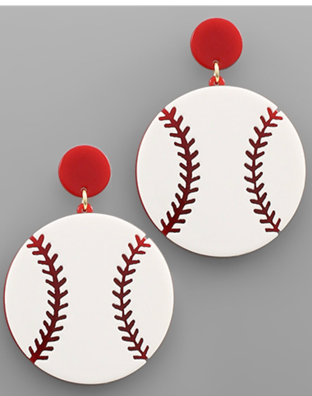 Red stud baseball earrings