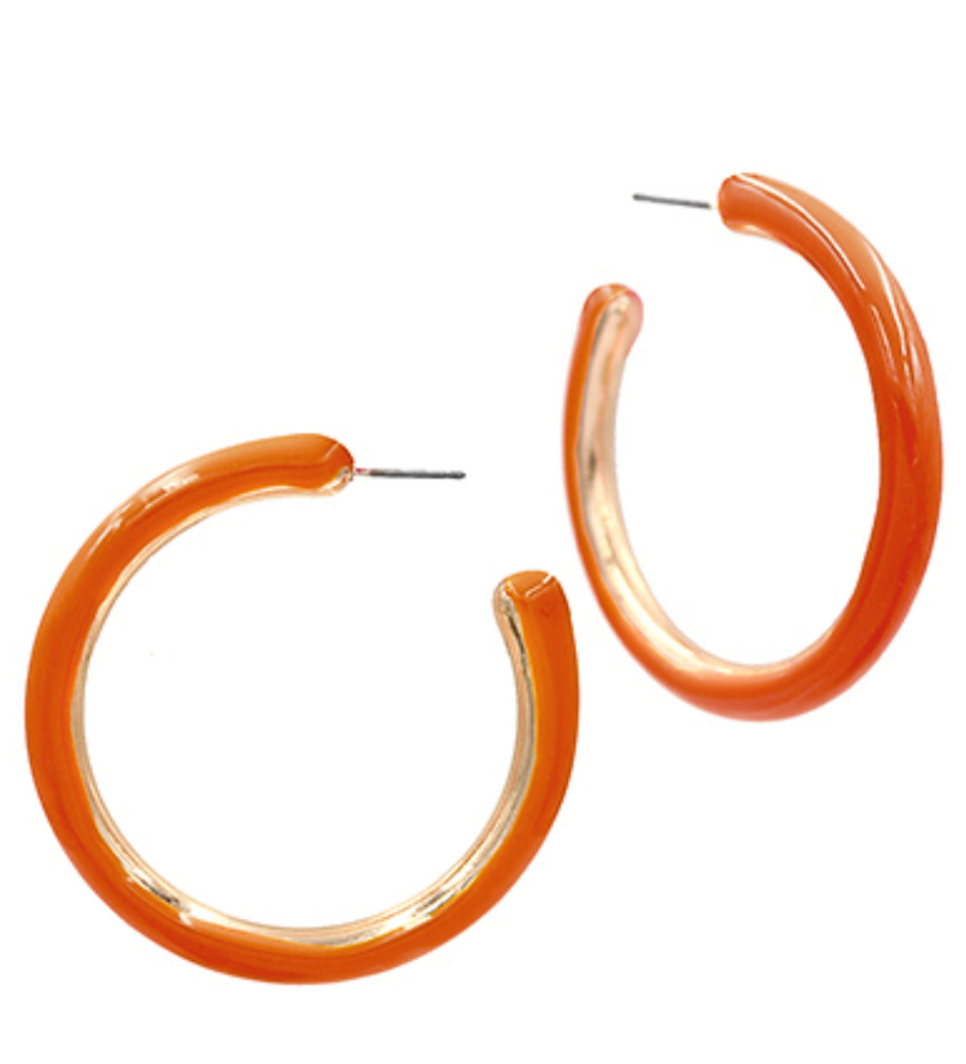 Burnt orange gold hoop earrings