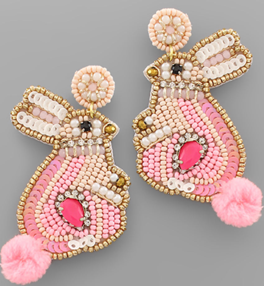 Pink bunny earrings