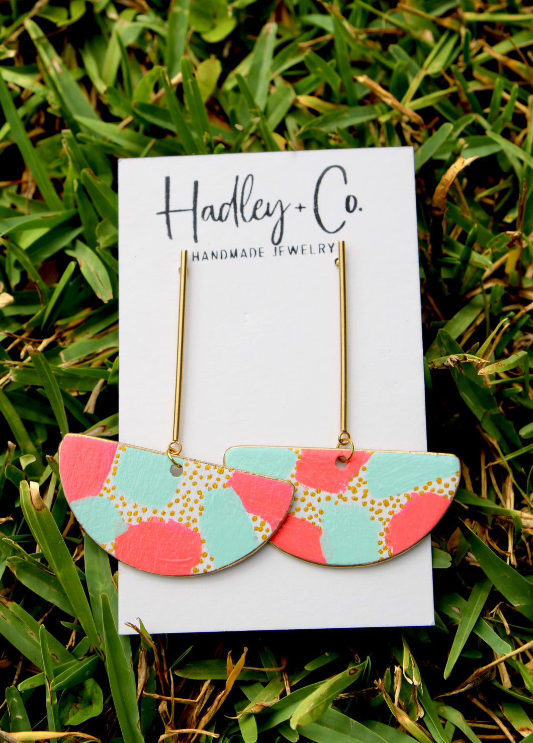 Coral mint spot Hadley + co earrings