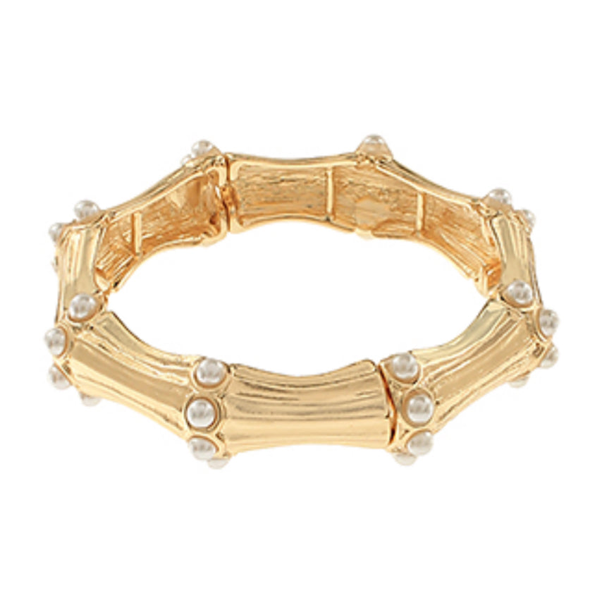 Gold pearl bamboo bracelet