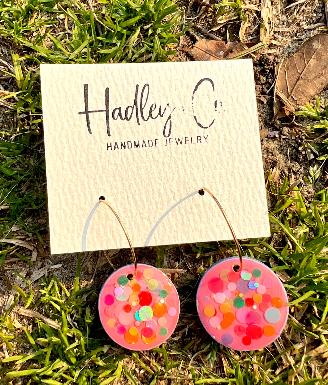 Pink purple confetti Hadley + co earrings