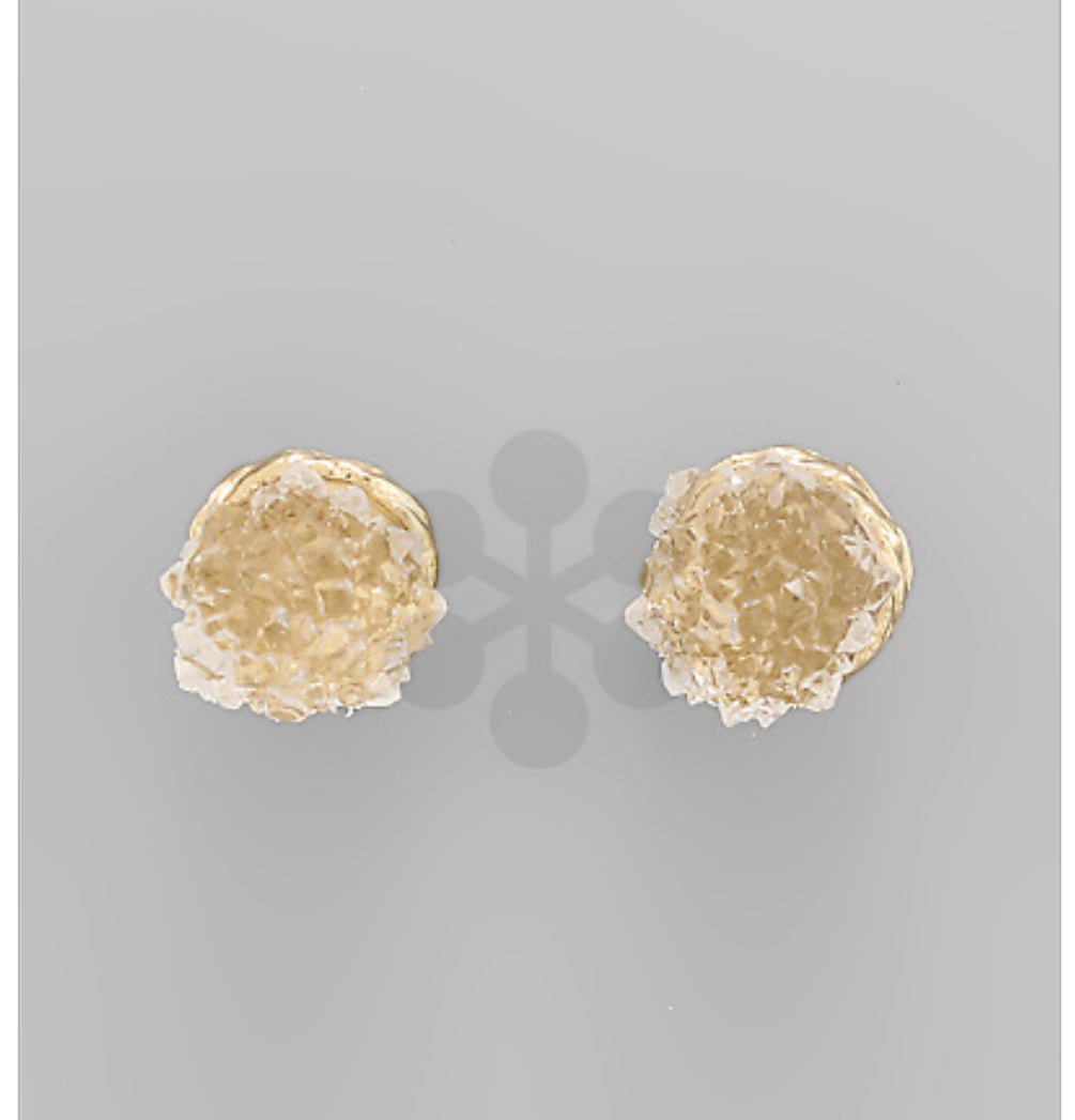 Neutral druzy stud earrings