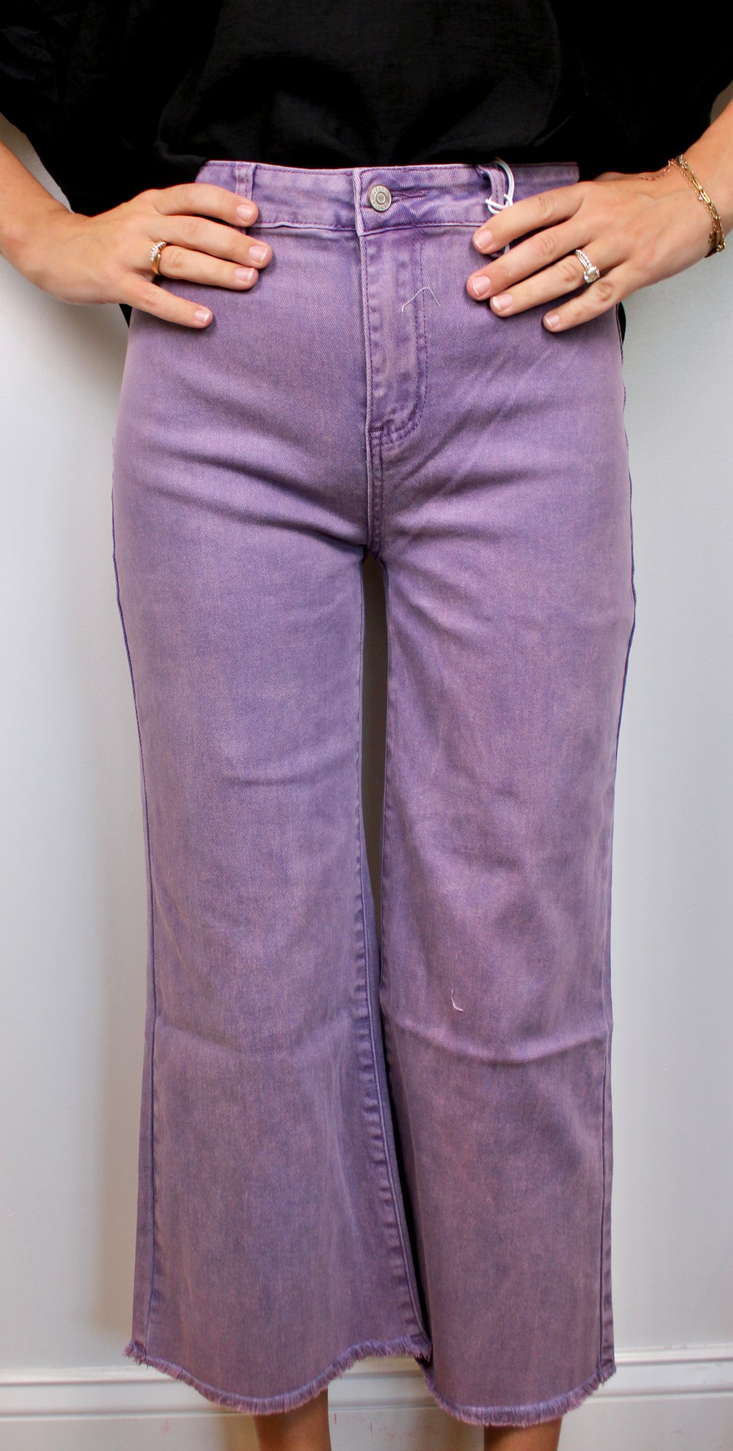 Plum raw hem pants