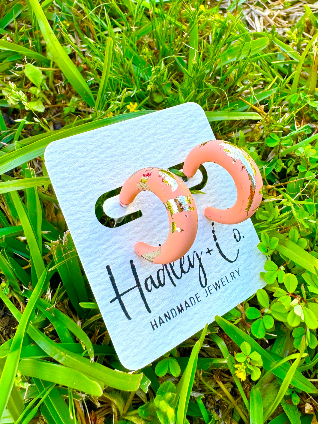 Peach gold hoop earrings Hadley + co