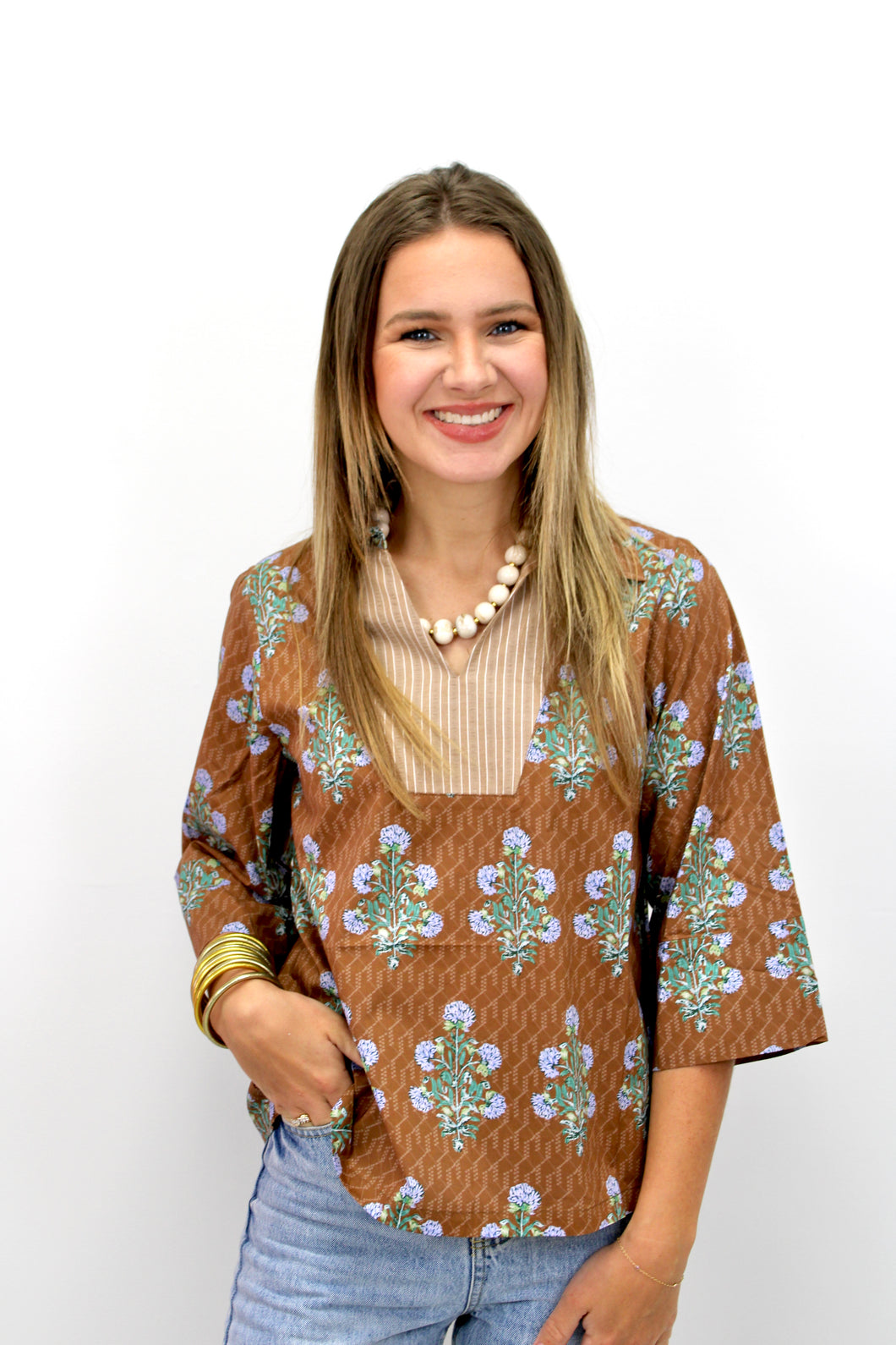 Brown floral top