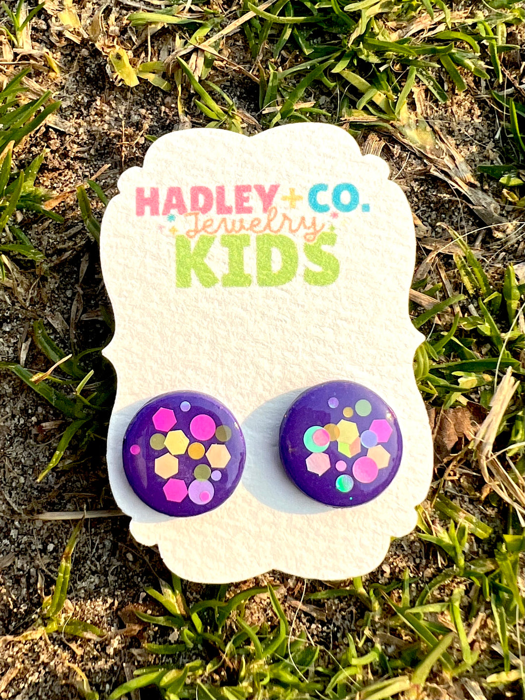 Purple confetti Hadley + co earrings