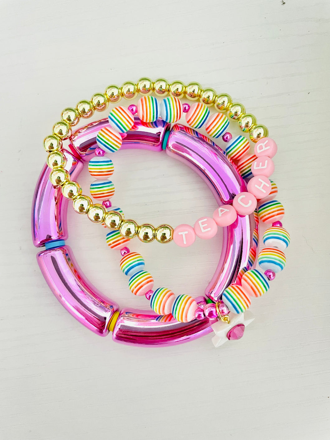 Teacher tube bracelet set