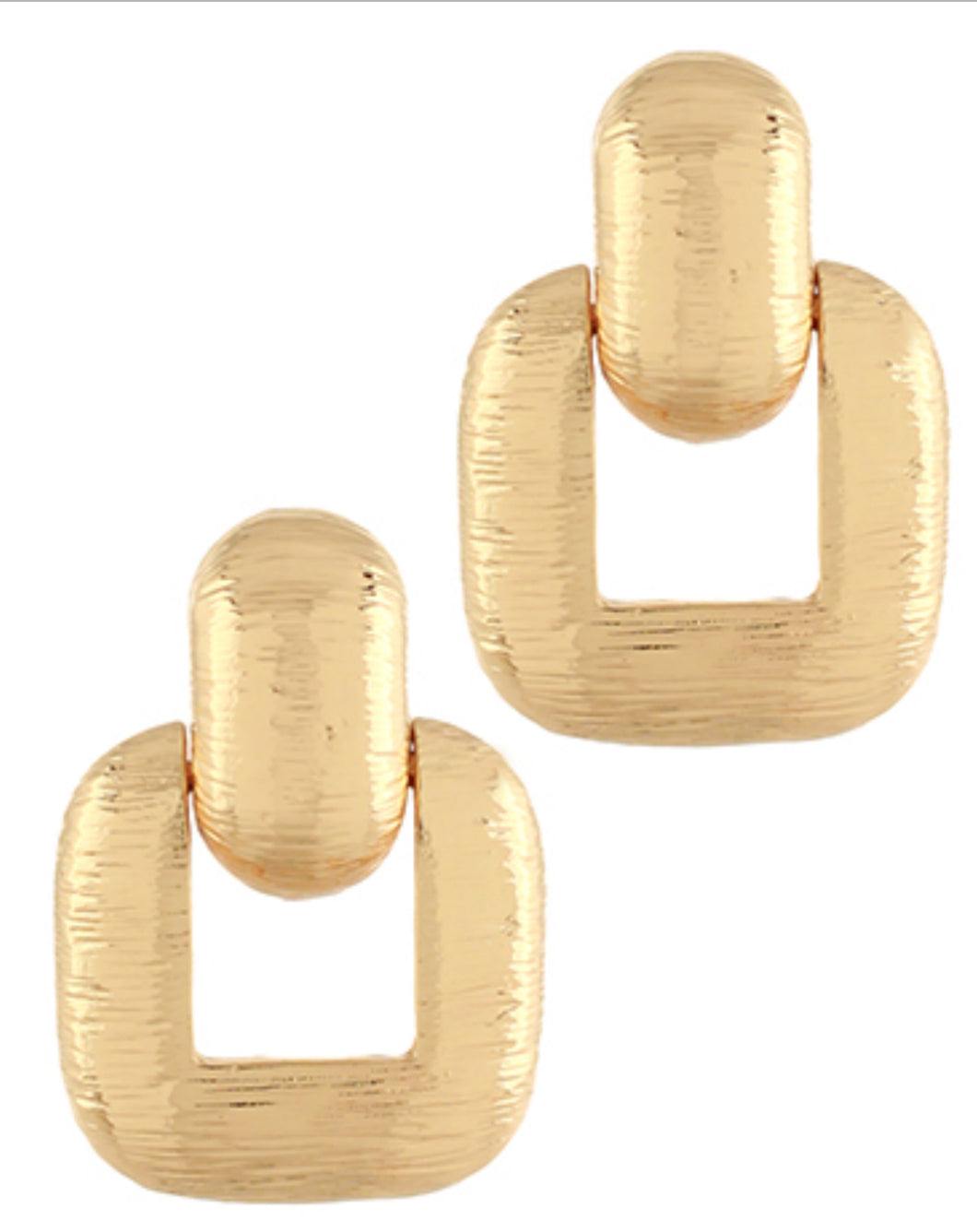 Brushed gold square earrings