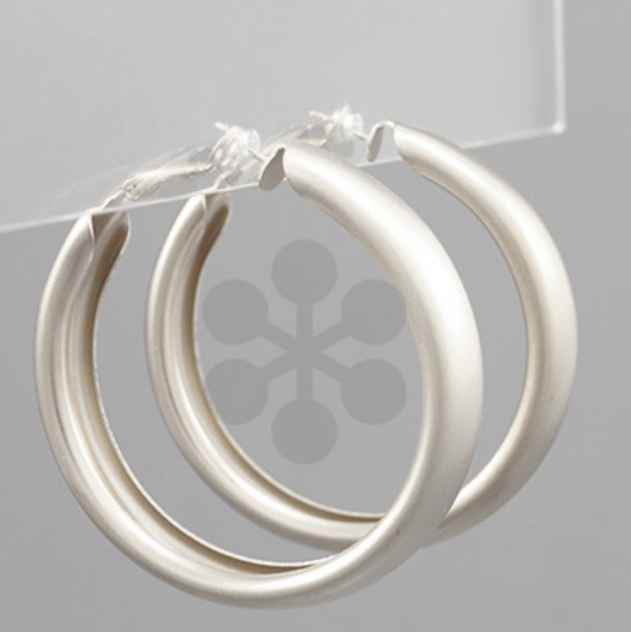Silver thick hoops