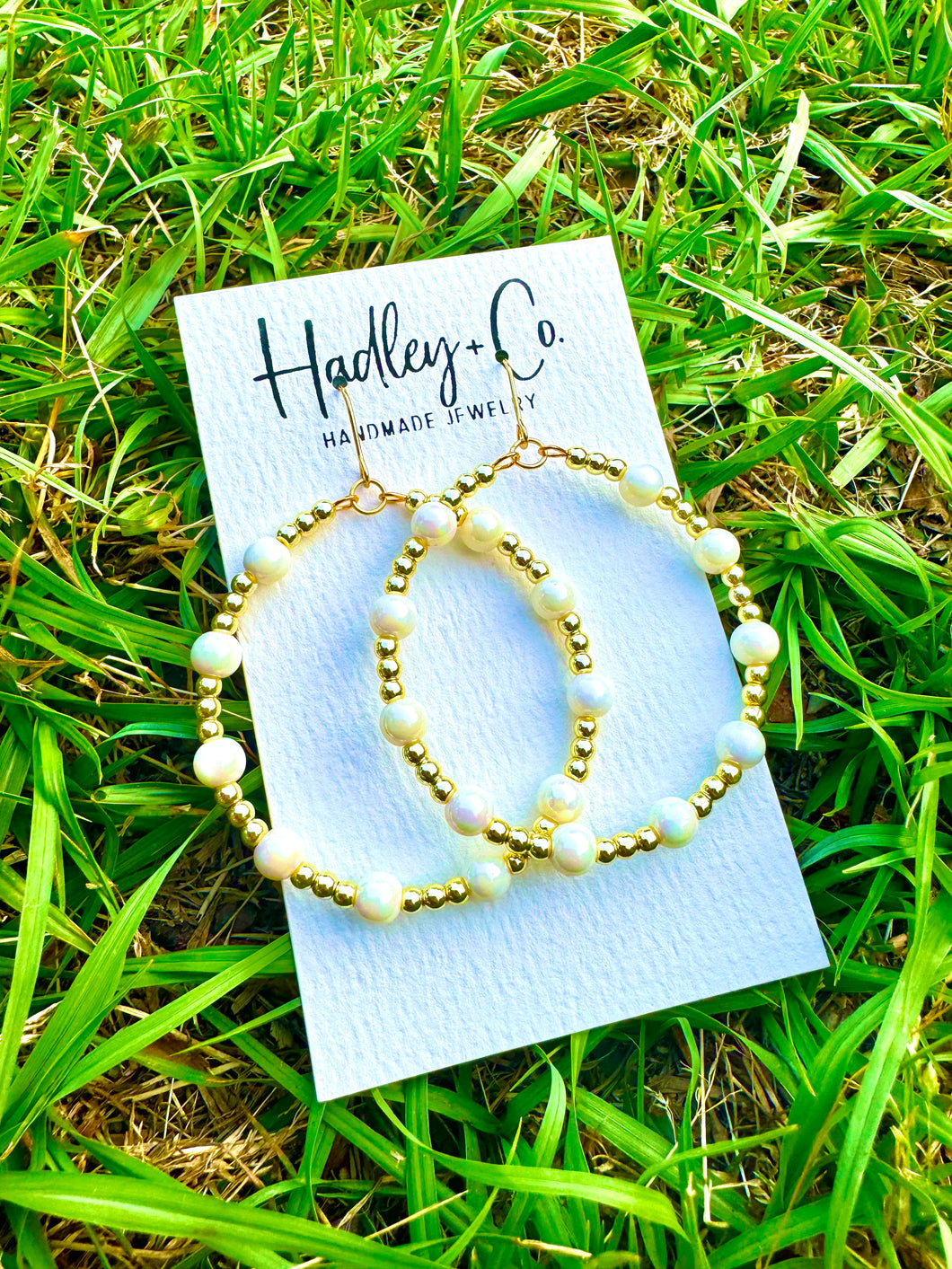 Ivory gold beaded Hadley +co earrings