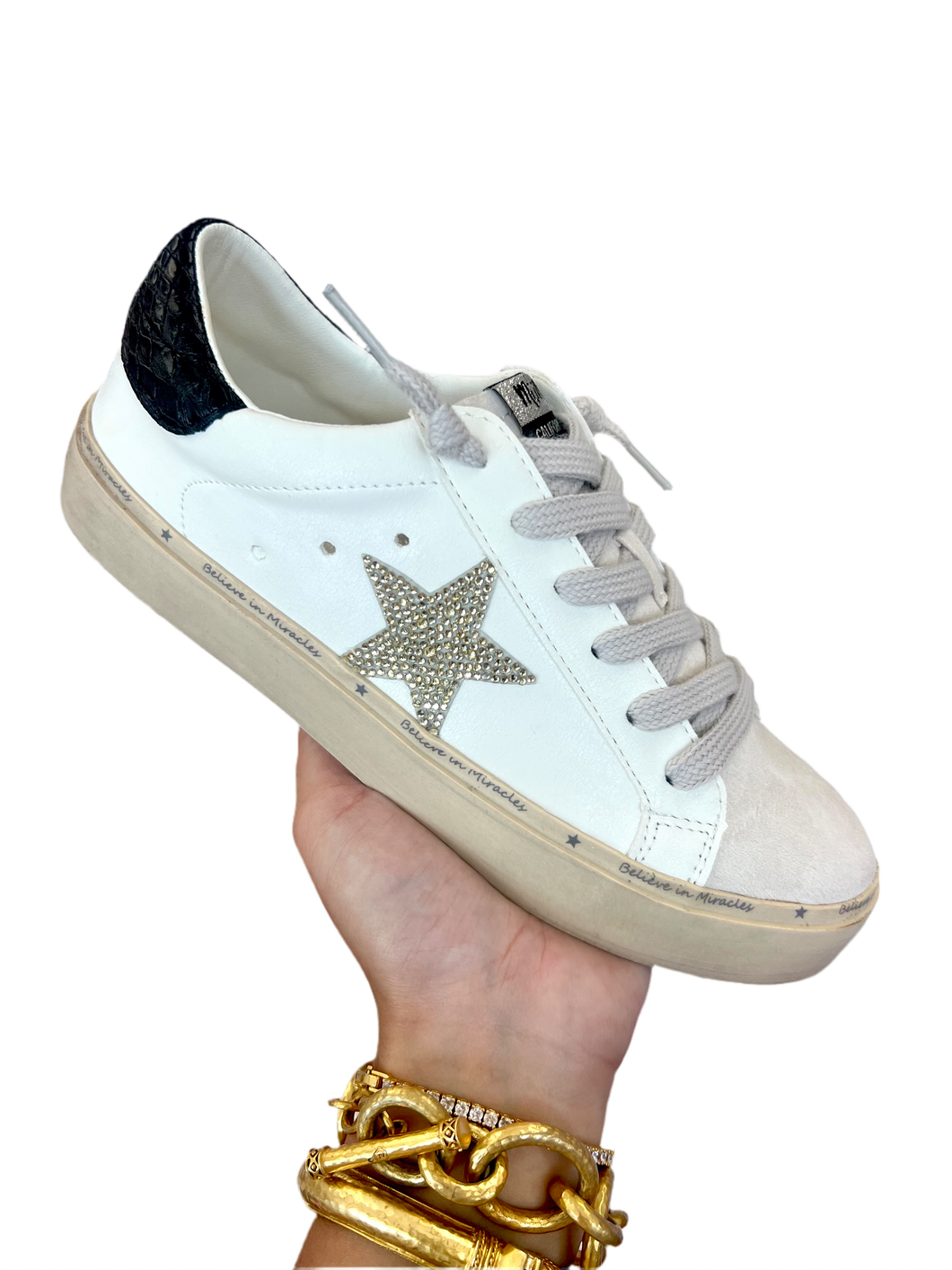 White black star sneakers