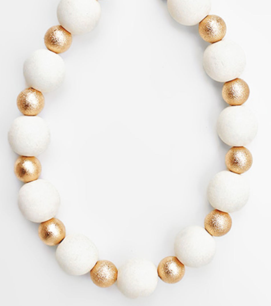 Ivory gold beaded necklace