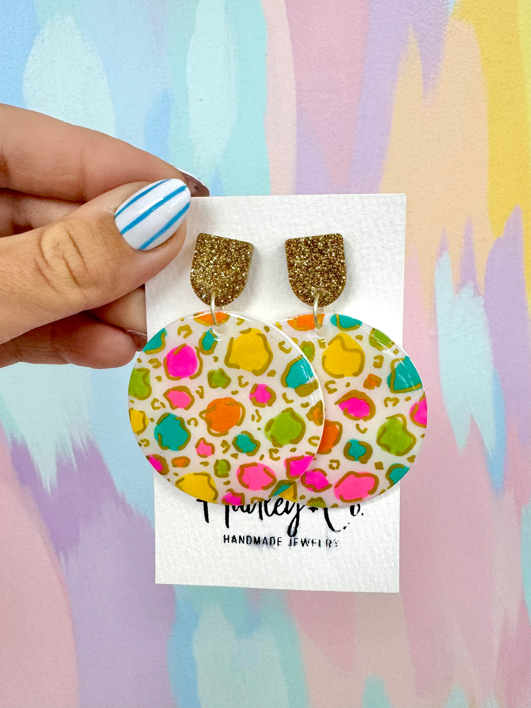 Leopard glitter Hadley +co earrings