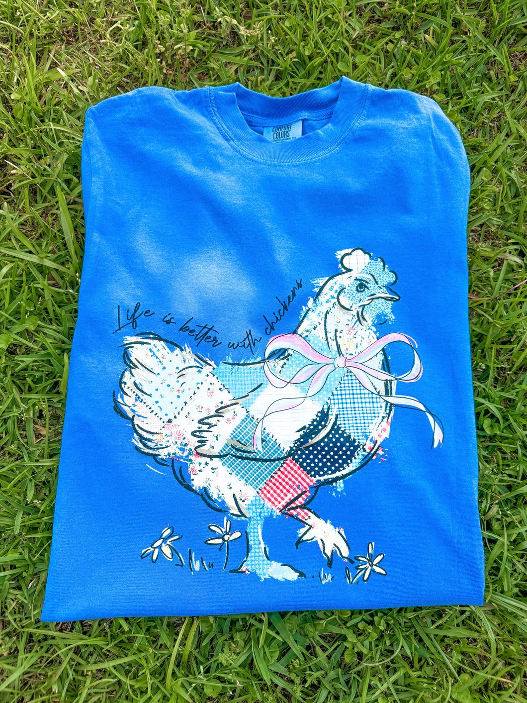 Blue chicken tee