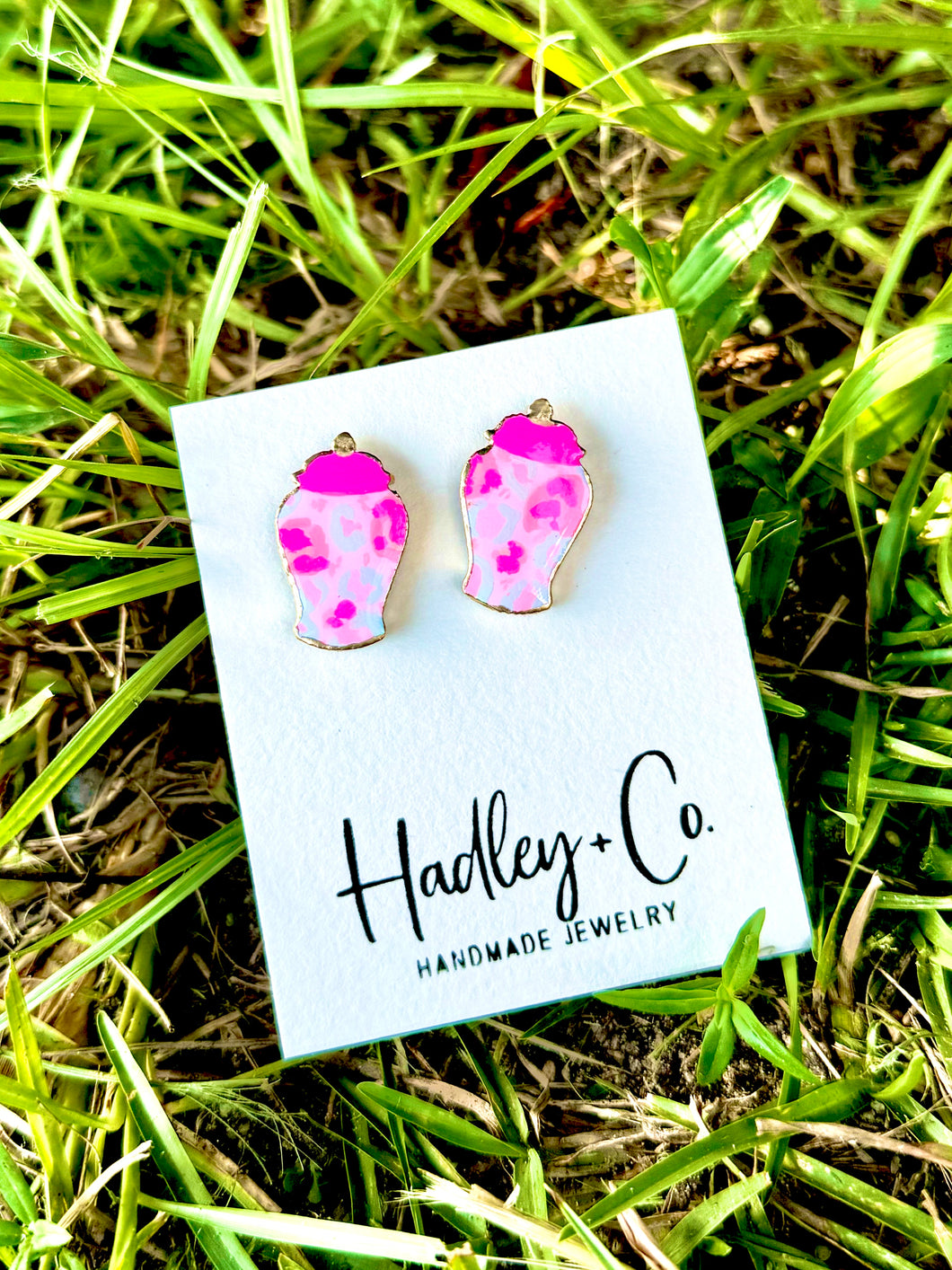 Pink jar Hadley + co earrings
