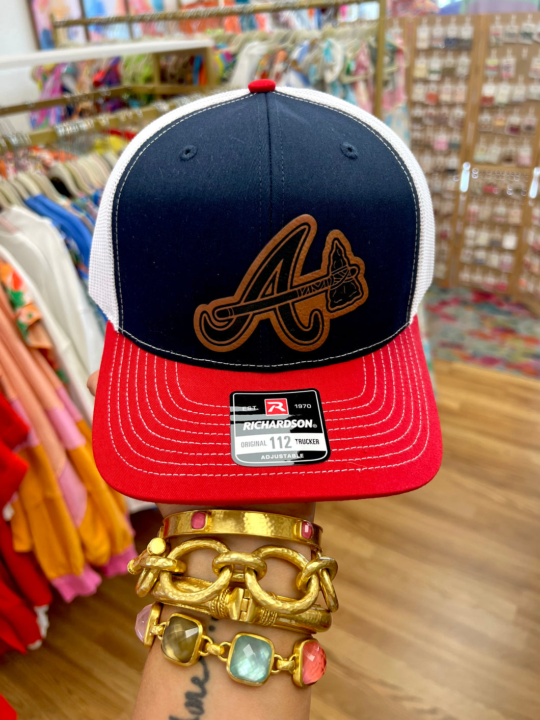 Navy red Braves hat