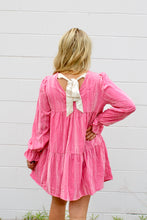 Load image into Gallery viewer, Pink velvet tie back dress
