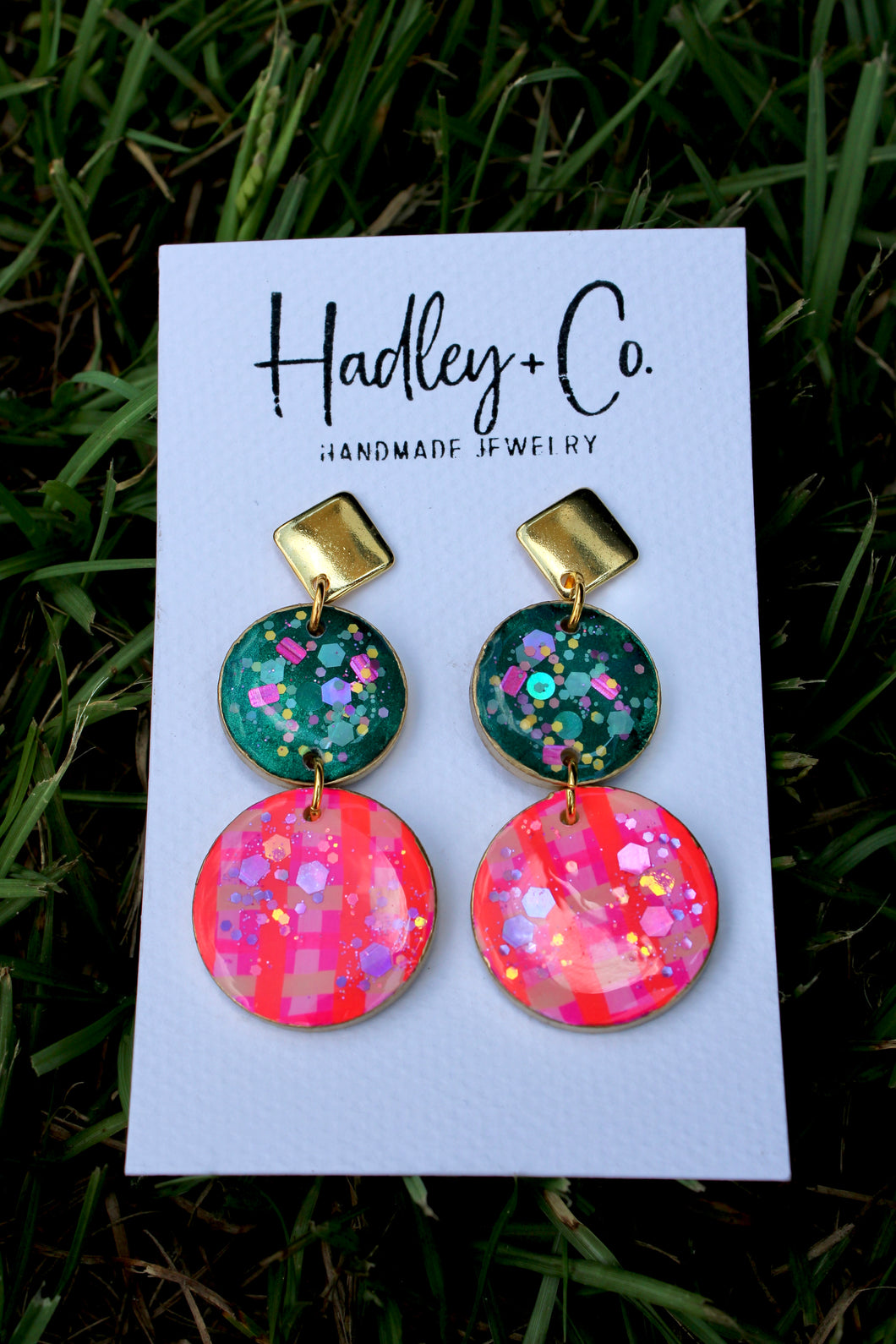 Teal coral confetti Hadley + co earrings