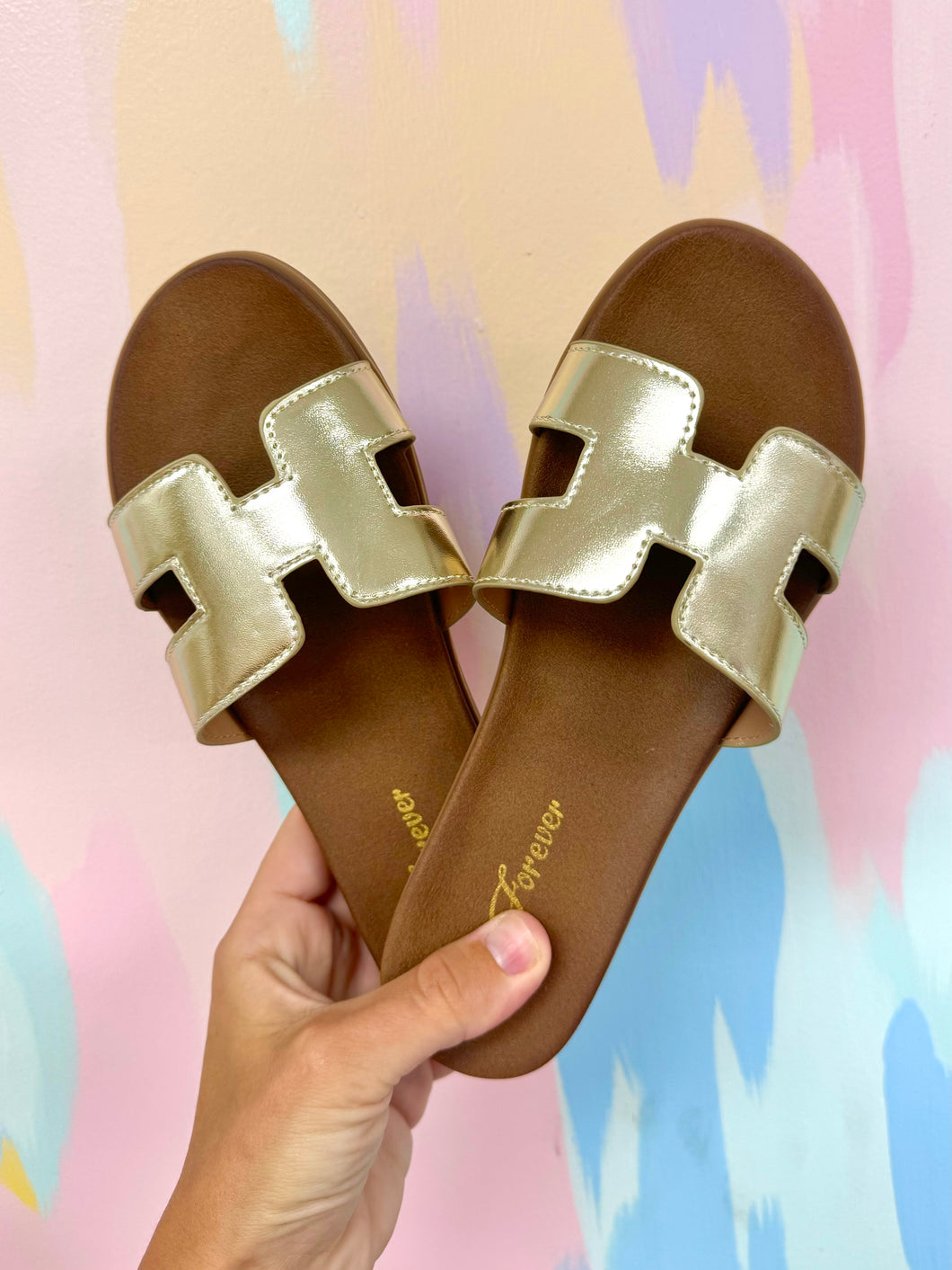 Gold cut out sandals