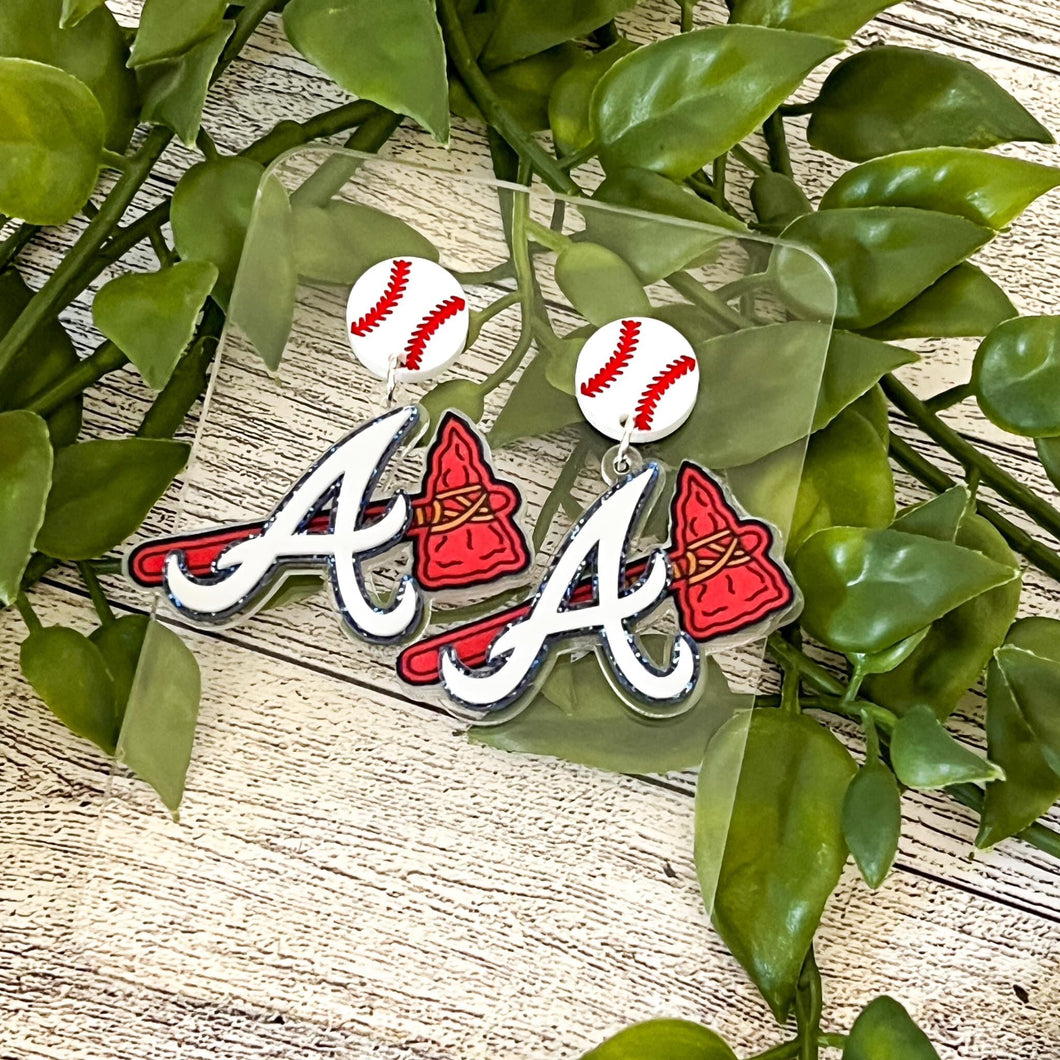 Braves baseball earrings