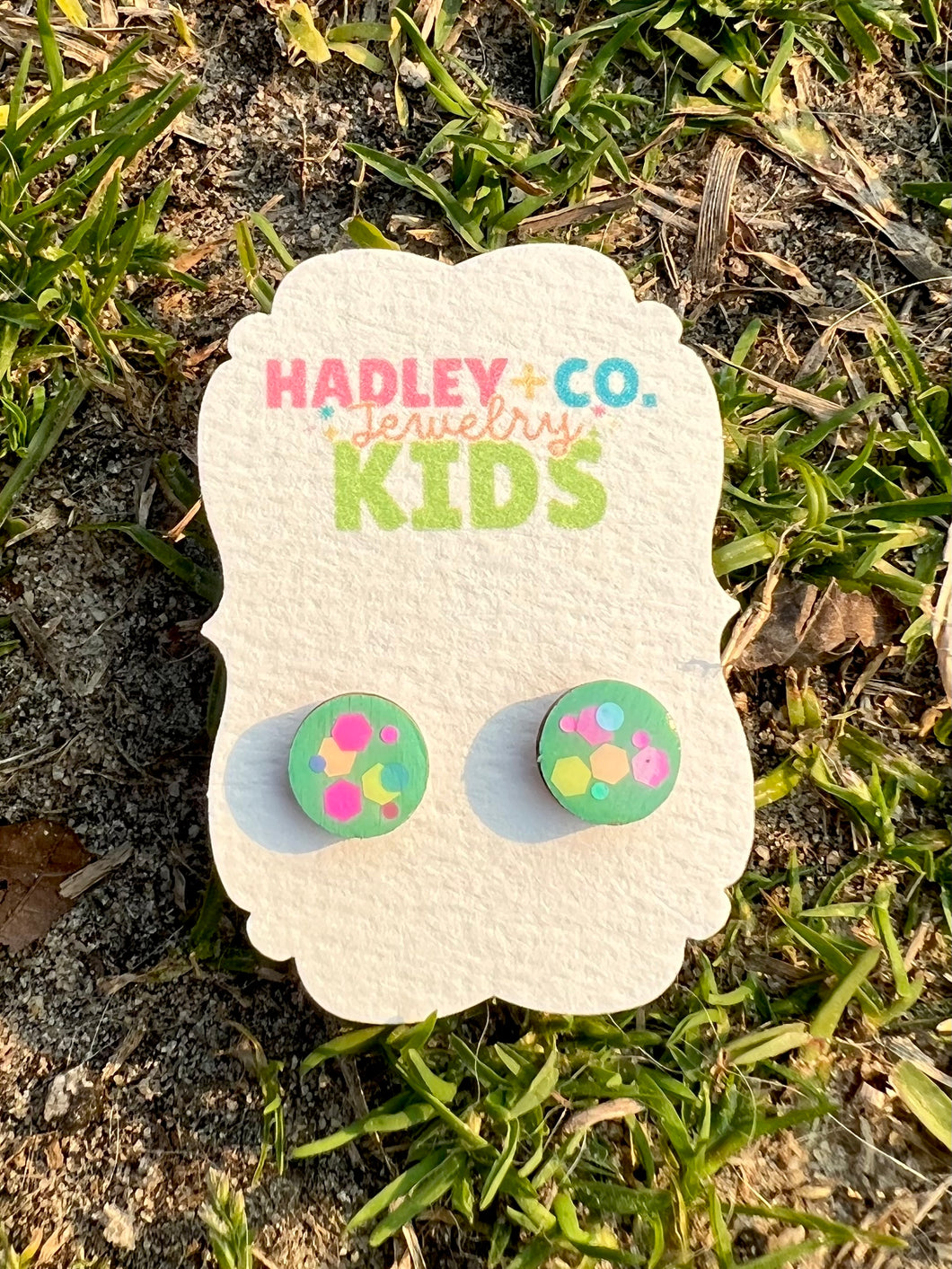 Teal confetti Hadley + co earrings
