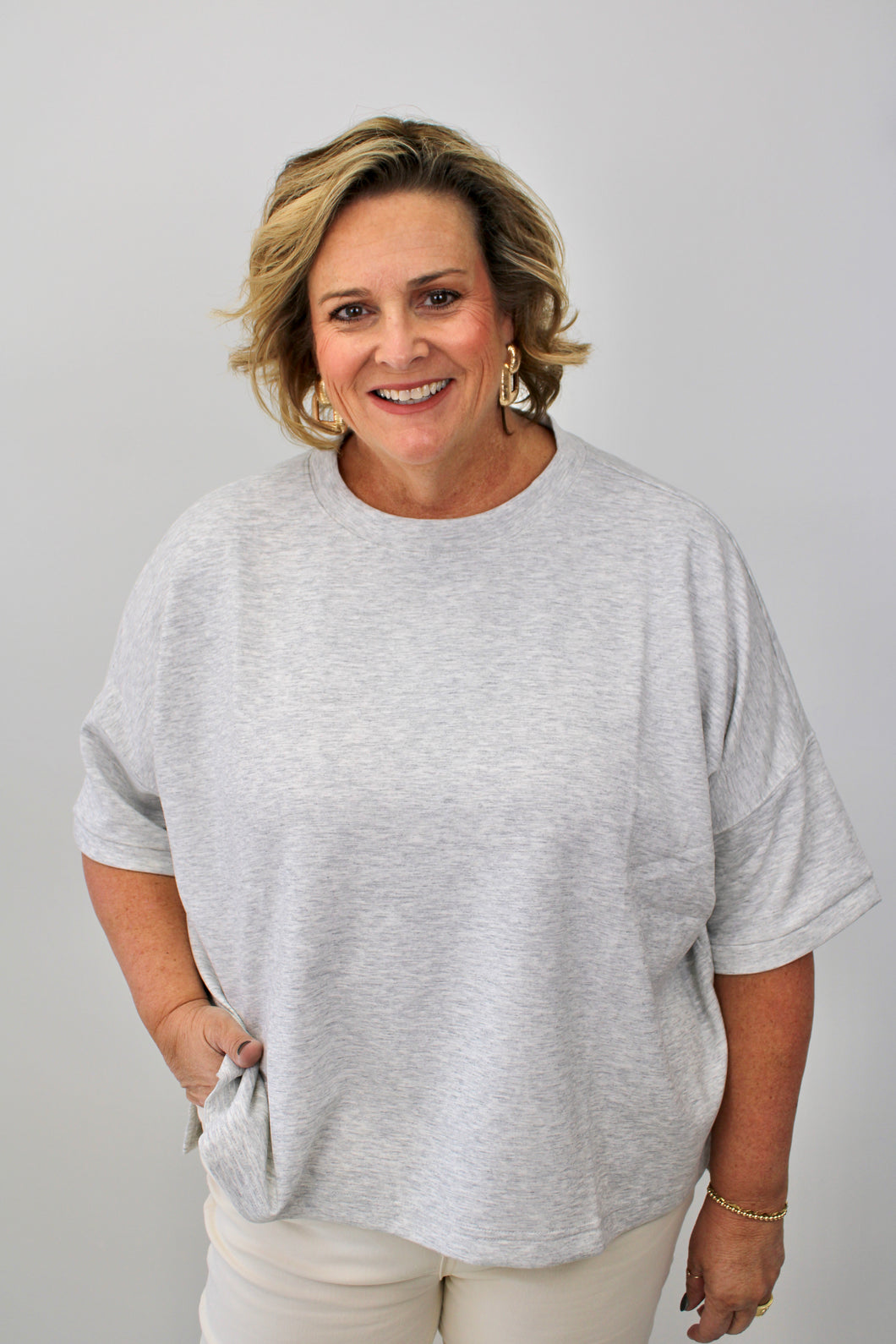 Grey oversized scuba top