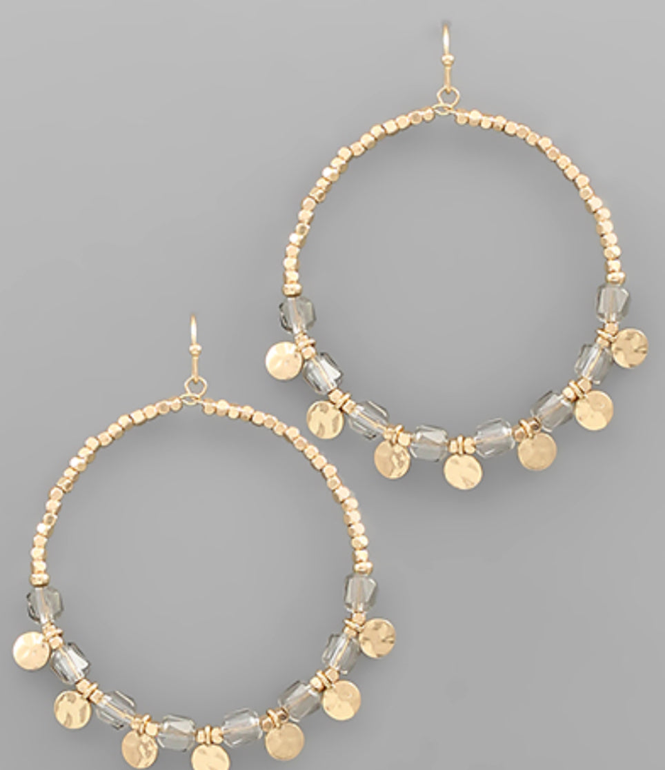 Grey gold beaded earrings