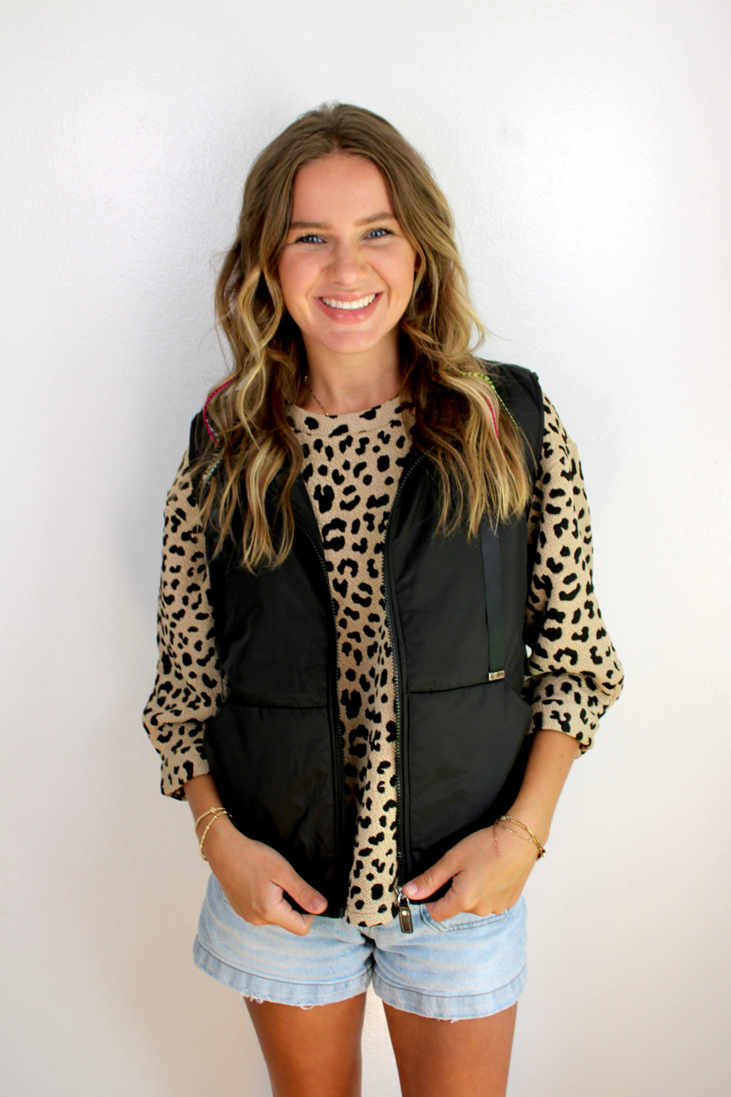 Black drawstring vest
