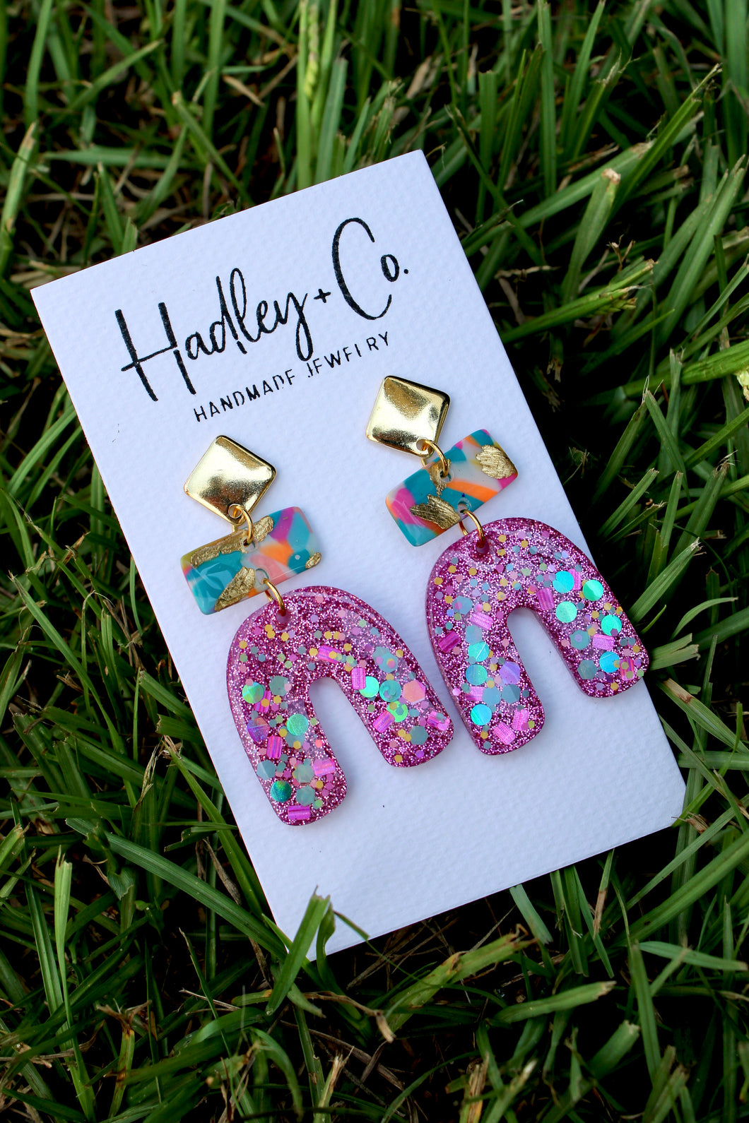 Pink arch Hadley + co earrings