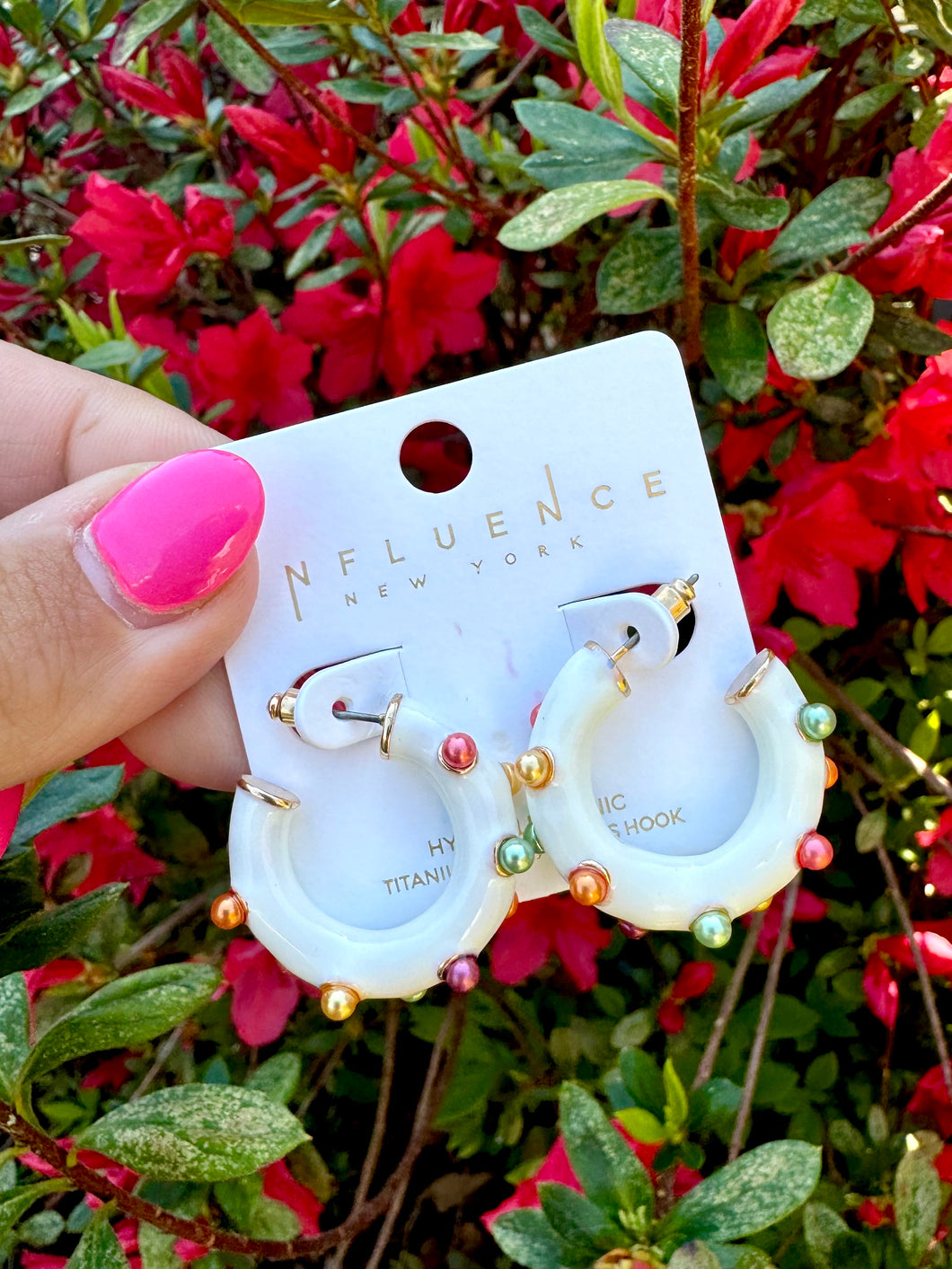 Ivory multi pearl hoops