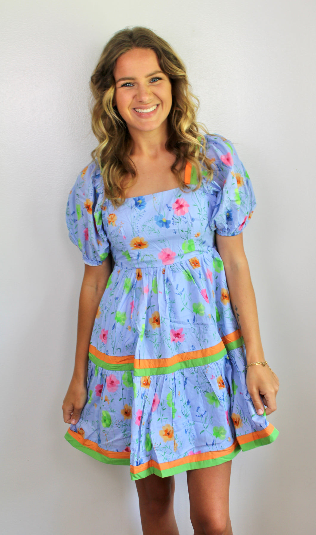 Blue floral line dress