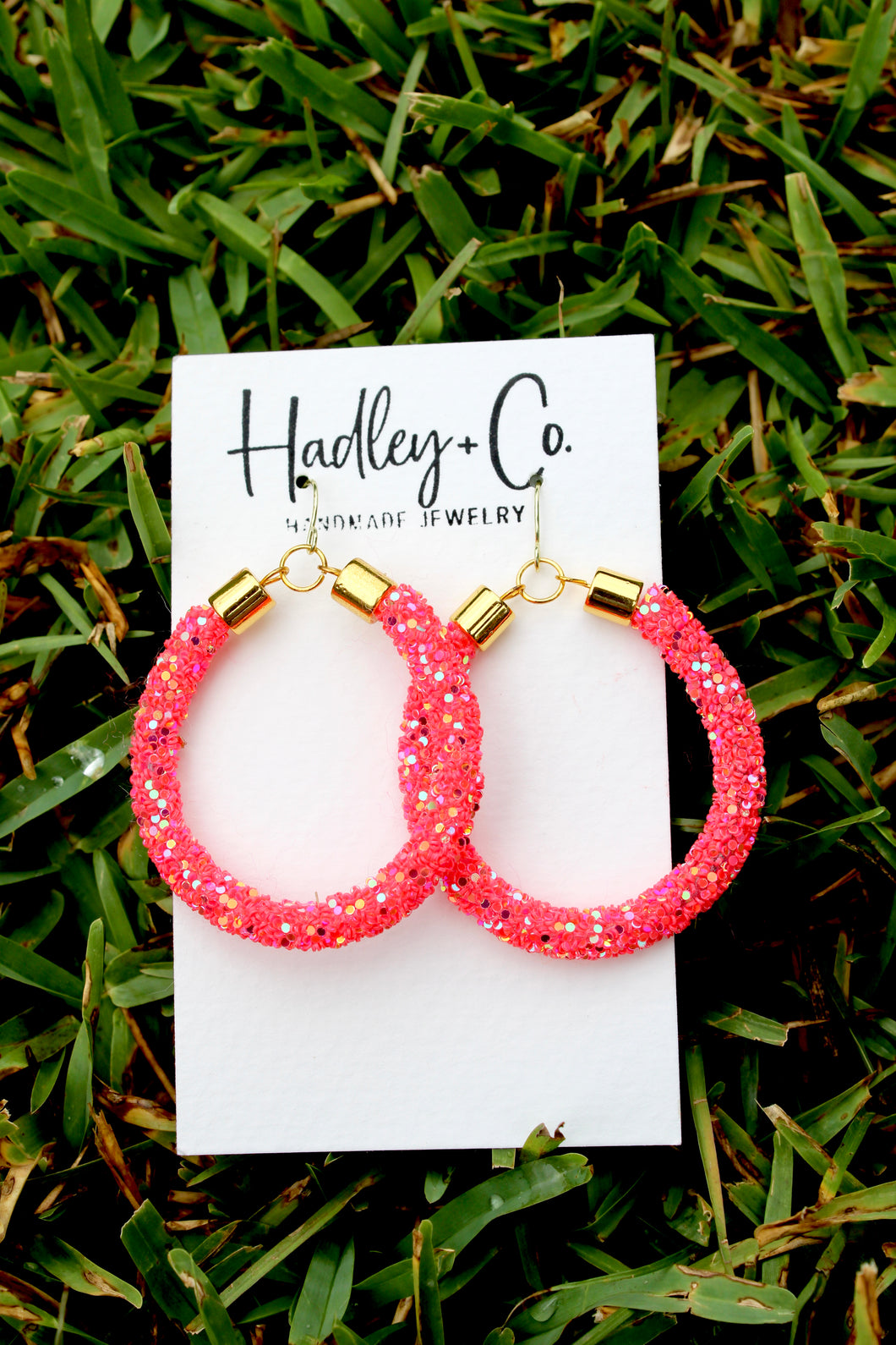 Pink glitter Hadley + co earrings