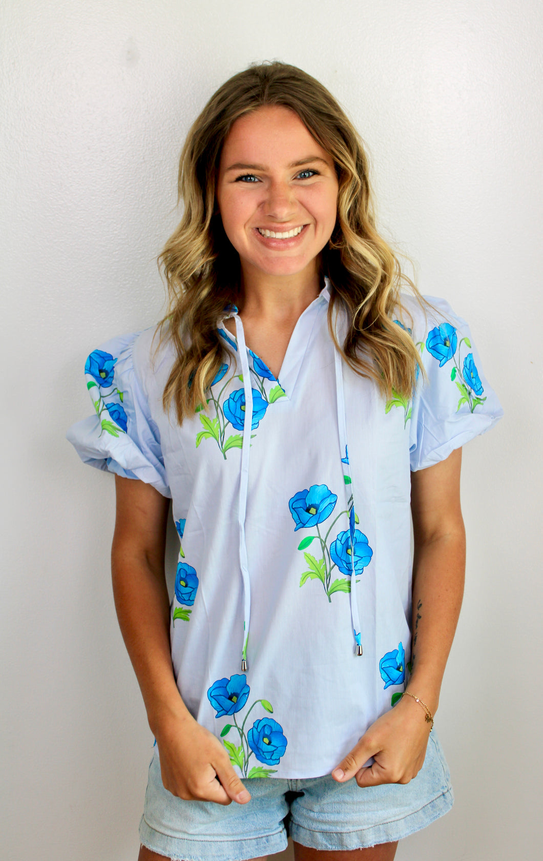 Light blue floral top