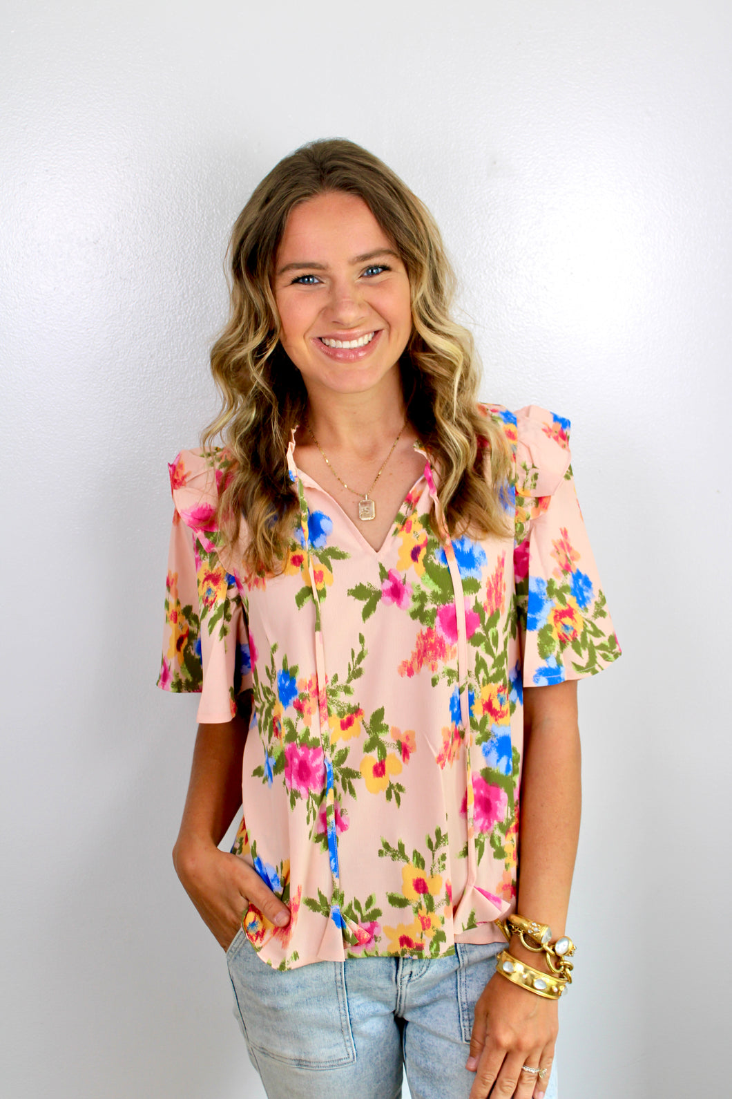 Apricot floral top