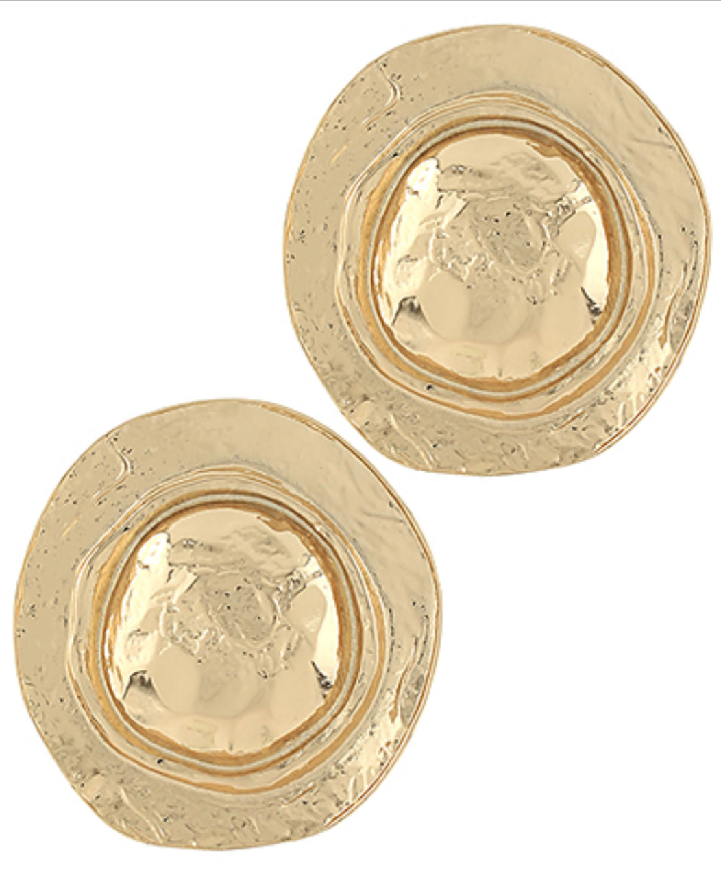 Gold round chunky earrings