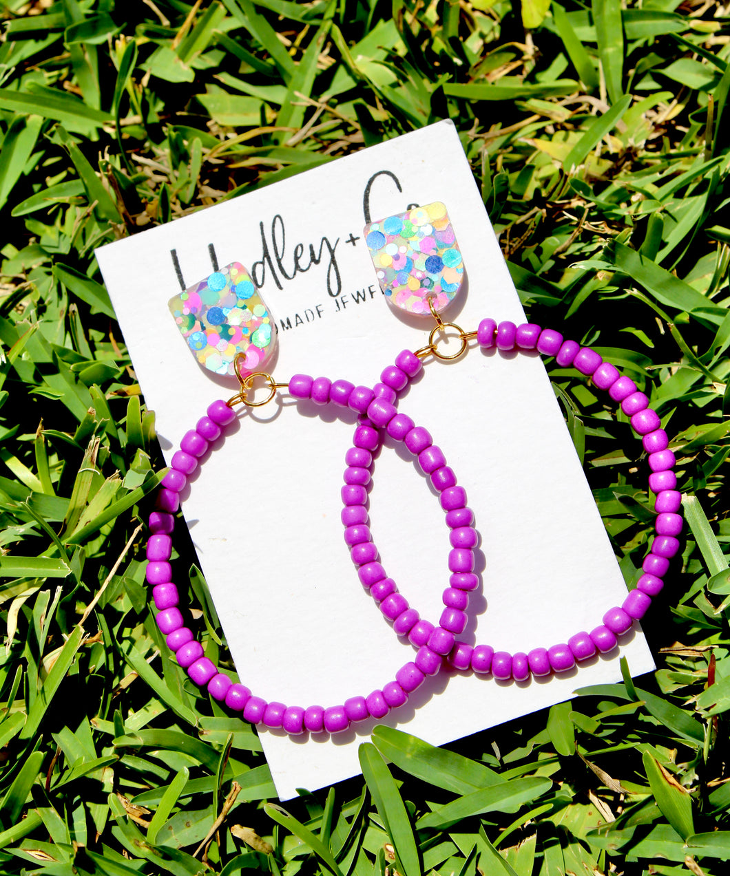 Purple confetti stud Hadley + co earrings